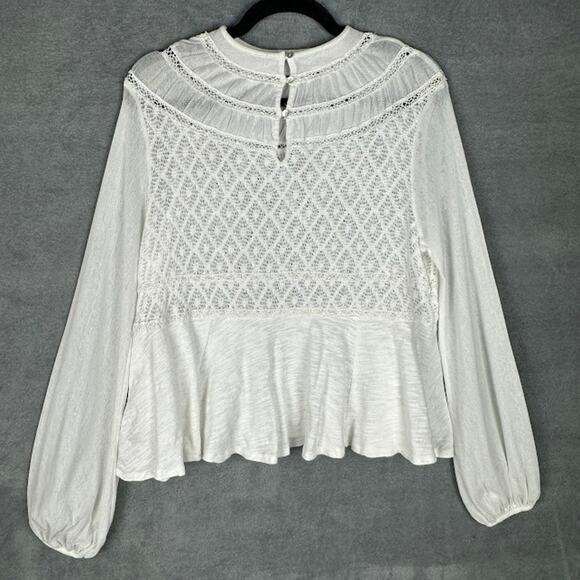 Free People Top Womens Medium White Lace Babydoll Boho Beach Whimsy Cottage - Picture 6 of 13